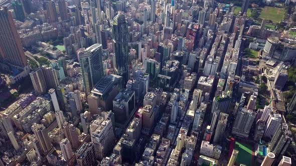 Drone fly over the Hong Kong city