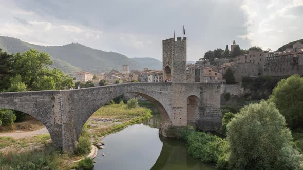 The Bridge and River Fluvia at Besalu Girona Catalonia Spain