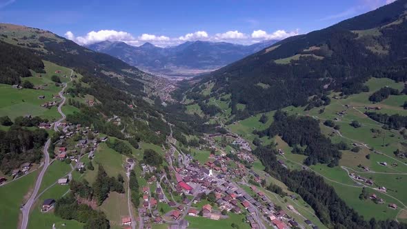 Flight over the village of Val d'Illiez