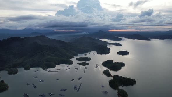 Aerial View of Fish Farms in Norway