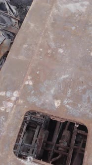 Vertical Video of Wartorn Cars in Ukraine