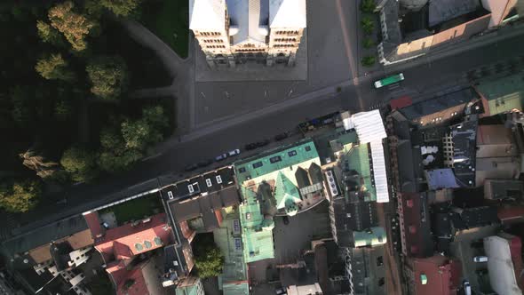 Birds view over Lund Cathedral. Sweden