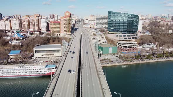 Road Bridge Across the River to the City