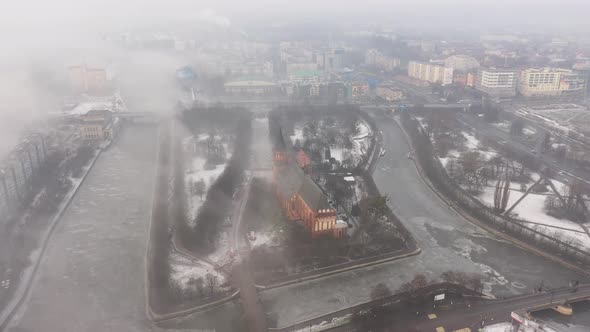 Cathedral of Kaliningrad in the winter fog