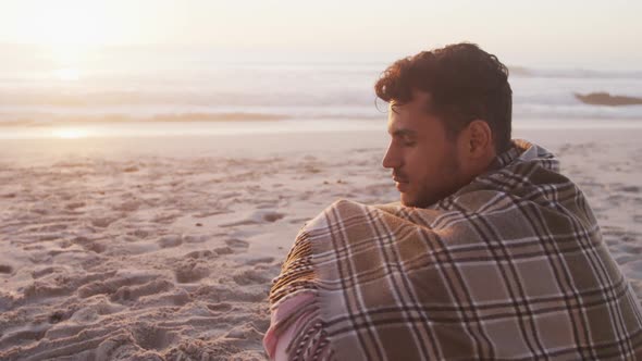 Portrait of a Caucasian man enjoying time at the beach