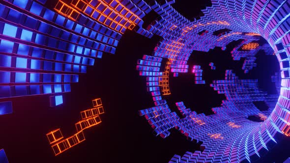 VJ Loop is a Fascinating Space Tunnel Made of Cubes 02