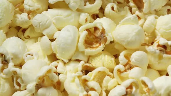 Tasty group of salted popcorn full frame close up 