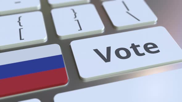 VOTE Text and Flag of Russia on the Keyboard