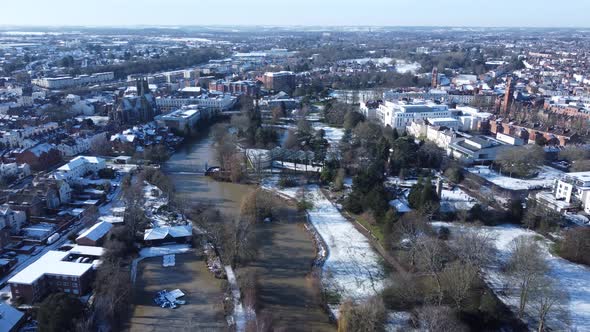 Aerial Jephson Gardens Leamington Spa In Snow