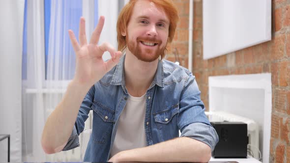 Redhead Beard Man Gesturing  Okay Sign