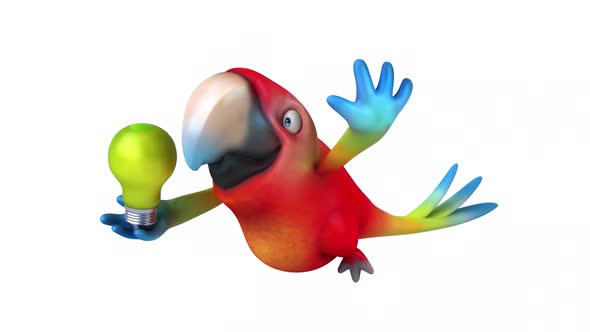 Fun 3D cartoon animation of a Parrot with alpha