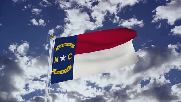 North Carolina Flag With Sky