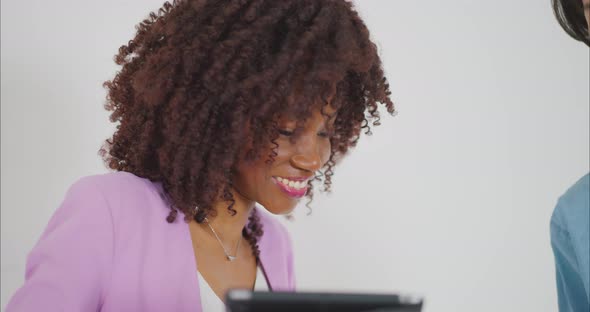 The businesswoman is laughing and working with laptop Home office Coffee at work Workspace