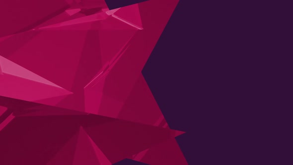 Digital animation of three bright triangles against purple background