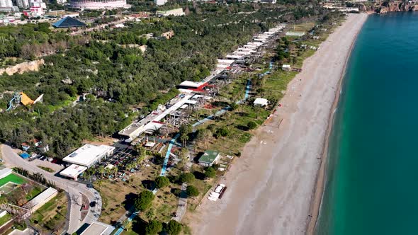 Beach Infrastructure Aerial View Turkey Antalya 4 K