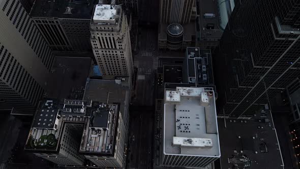 Aerial view of buildings in downtown minneapolis, cinematic cameraements