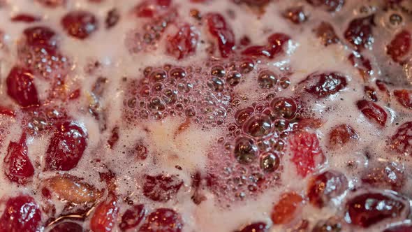Domestic Cherry Jam Boiling  Fullframe Closeup