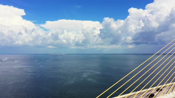 Cinematic Aerial Crossover Of The Sunshine Skyway Bridge Tampa Bay Florida 4k