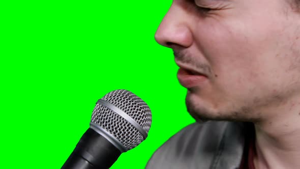 Singer singing songs on microphone