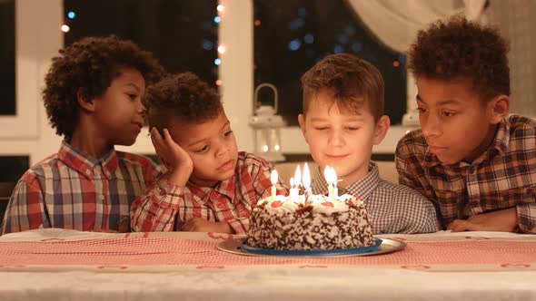 Group of Kids Beside Cake.