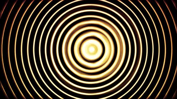 Abstract rotating glowing rings on black background, seamless loop