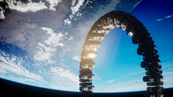 Futuristic Space Station on Earth Orbit