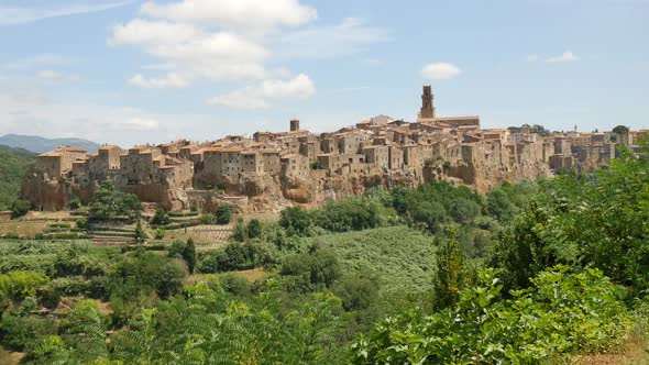 Pitigliano Panoramic View of the Famous Medieval City in a Sunny Day