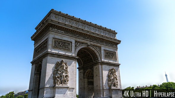 4K Time Lapse Arc de Triomphe in Paris Arch of Triumph at France