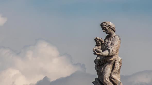 Incredible close up timelapse of the Virgin Mary statue holding Baby Jesus on the roof of the Basili