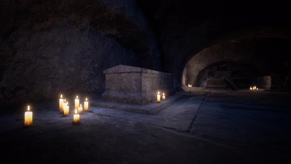 Old Dark Catacombs with Candles