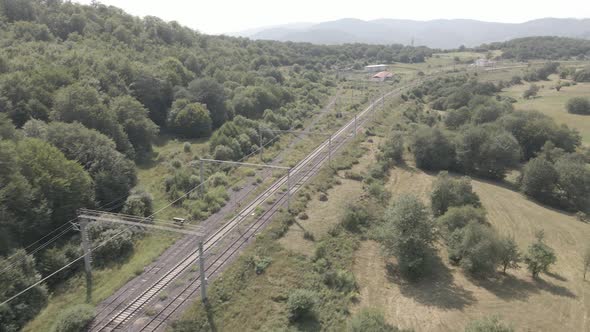 Samtskhe-Javakheti, Georgia - August 20 2021: Aerial view of Nadarbazevi railway station