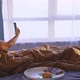 Woman Have Breakfast in Bed and Chatting Online - VideoHive Item for Sale