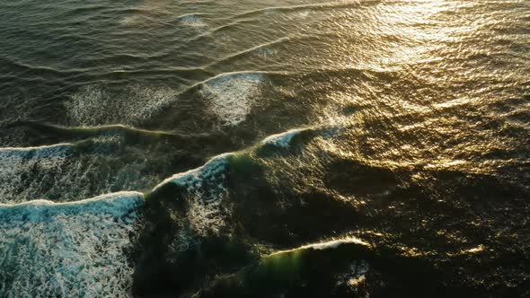 Ocean Waves and Sea Surf, Aerial View.