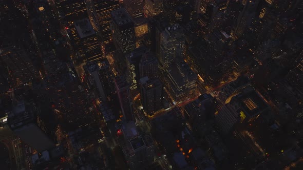 High Angle Footage of Streets and High Rise in Midtown in Evening