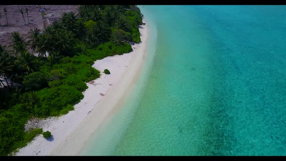 Aerial view texture of perfect lagoon beach trip by blue green lagoon and white sandy background of 