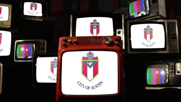 Flag Of Austin, Texas, and Retro TVs.