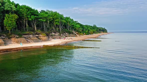 Beach at Baltic Sea. Tourism in Poland at sea.