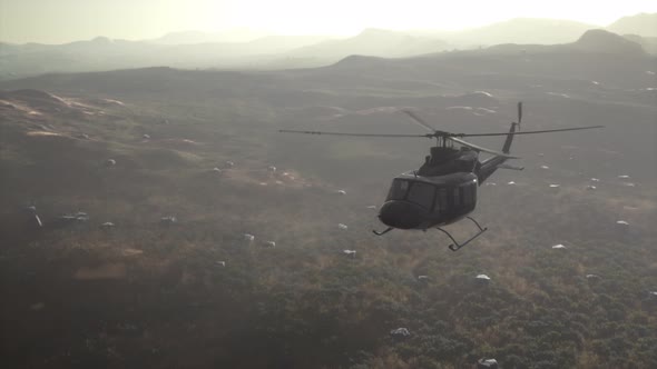 Slow Motion United States Military Helicopter in Vietnam