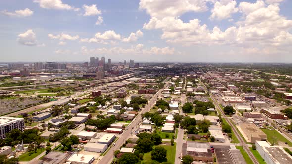 Ybor City Approaching Downtown Tampa Fl Usa Aerial 4k Clip