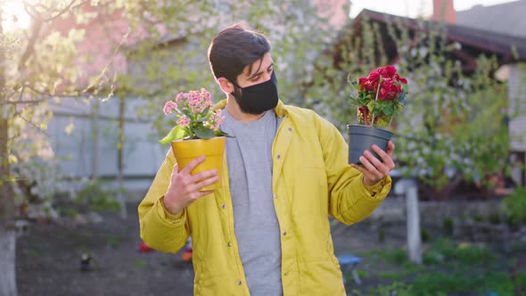 Guy in the Quarantine with a Protective Mask in in