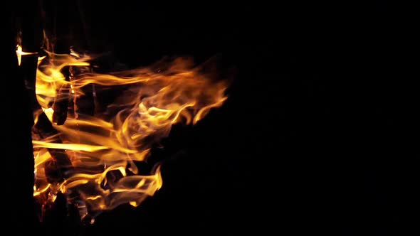 Bonefire, Fire flames in campfire, campsite at Masai Mara Park, Kenya, vertical video, slow motion