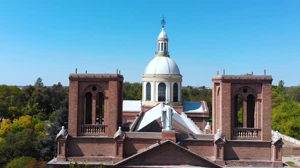 Church, Cathedral, Temple (Mendoza, Argentina) aerial view, drone footage alt