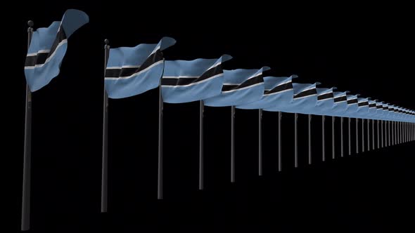 Row Of Botswana Flags With Alpha 2K