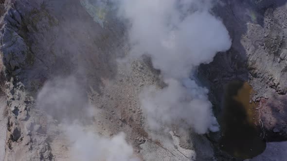 Above the Mutnovsky Volcano Crater with Fumaroles