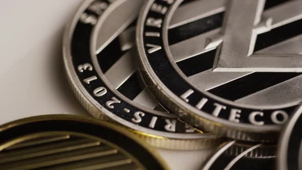 Rotating shot of Bitcoins