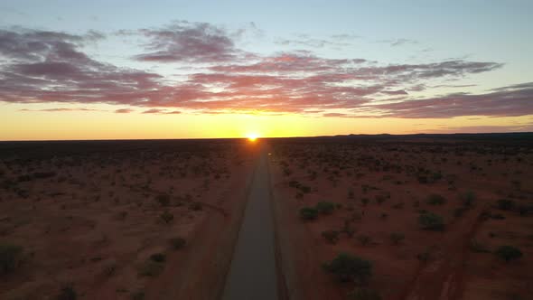 Aerial Drone Footage of Outback Australia at Sunset in Meekatharra, Western Australia