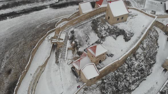 Aerial View of the Medieval Citadel of Rupea in Romania Brasov