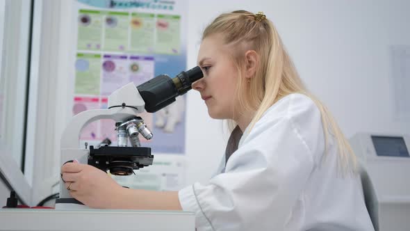 Female Veterinarian Making Blood Test in a Lab