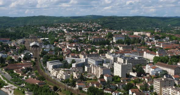 Town of Cahors from Mount Saint-Cyr, Lot department, the Occitan, France