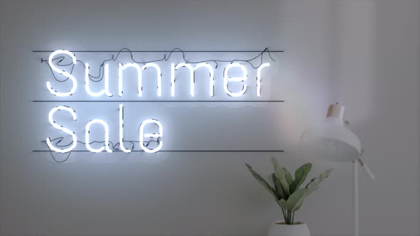 Neon Sign Text Background Word Summer Sale